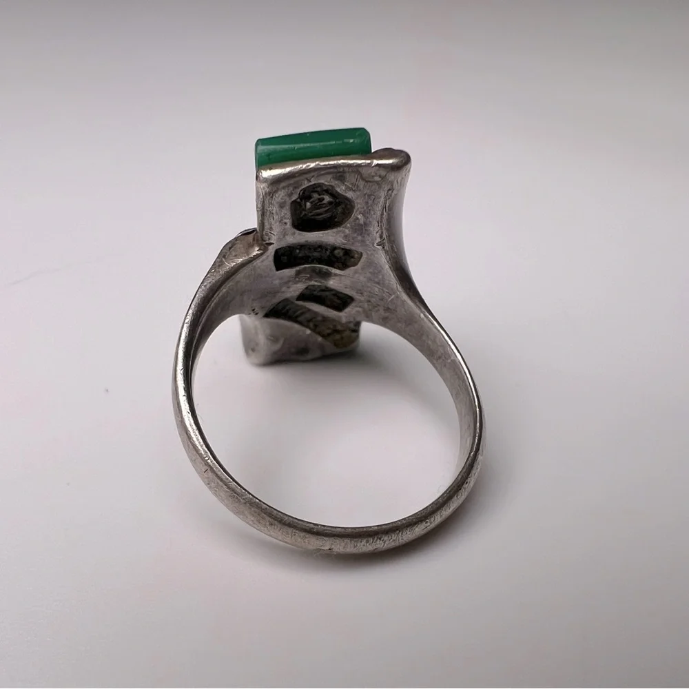Green Agate Sterling Silver 925 Ring, Size 6.5 - Picture 7 of 8